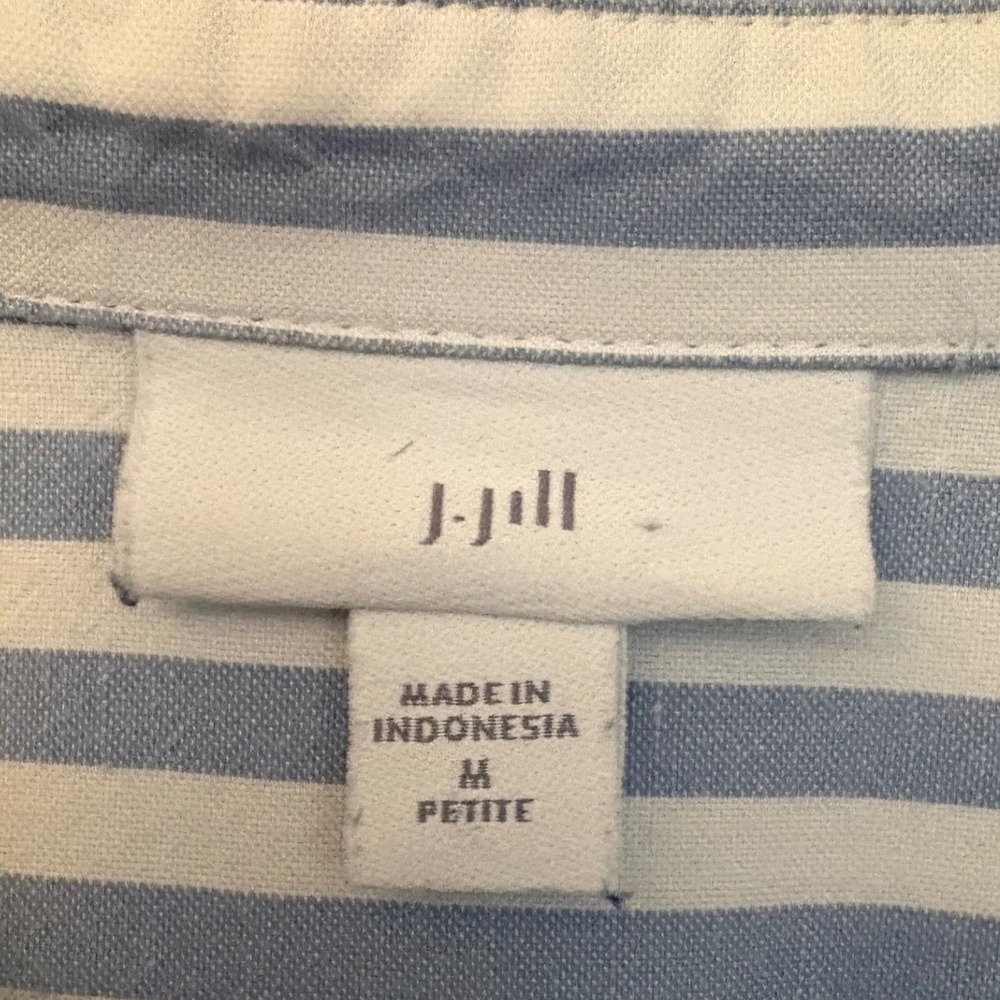 J. Jill Blue White Striped Tencel Lyocell Button Down Shirt Medium Petite 247612 - Picture 6 of 8